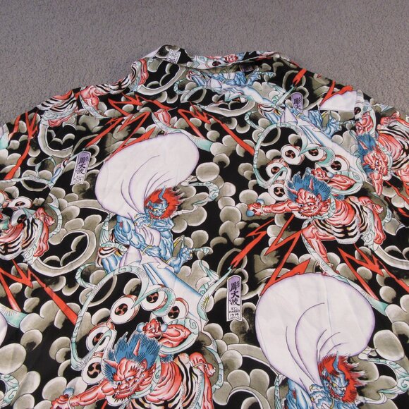 Ed Hardy Men's XL Short Sleeve Graphic Tee Oni Demon Print Multicolor Viscose - Picture 9 of 11